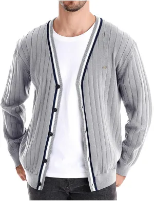Cardigan Sweaters for Men Casual Long Sleeve Open Fornt V Neck Button Down Knit Sweaters Jacket with Pockets