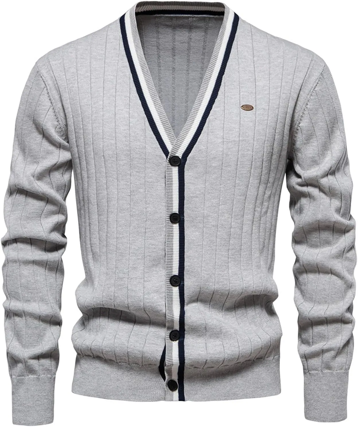 Cardigan Sweaters for Men Casual Long Sleeve Open Fornt V Neck Button Down Knit Sweaters Jacket with Pockets