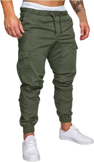Cargo Sweatpants for Men Hiking Pants Sweatpants Men Men's Sweatpants Overalls Drawstring Multi Pocket Hiking Cotton