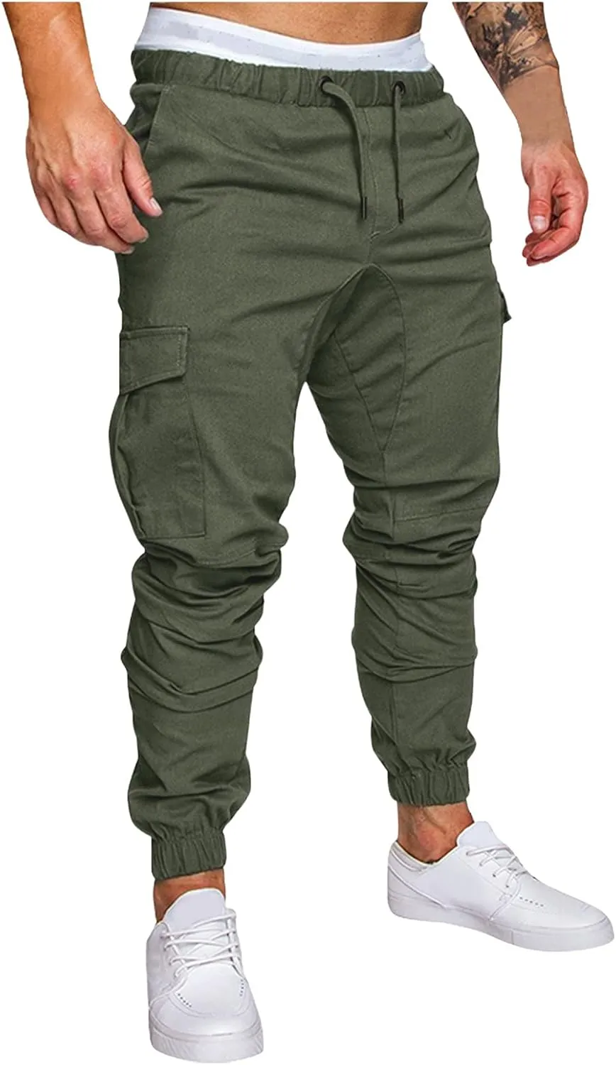 Cargo Sweatpants for Men Hiking Pants Sweatpants Men Men's Sweatpants Overalls Drawstring Multi Pocket Hiking Cotton