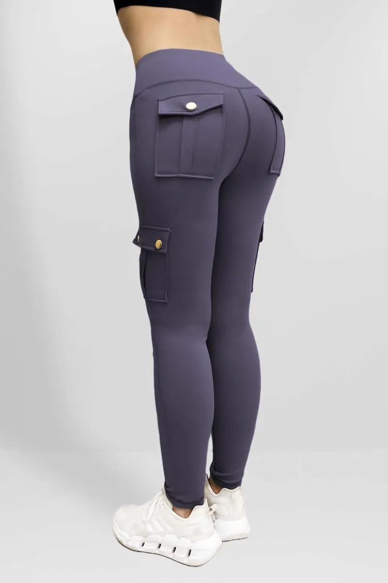 Cargo Yoga Pants for Women Scrunch Butt Lifting Leggings Tummy Control High Waisted Yoga Pants Workout Gym Tights