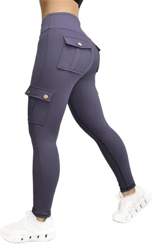 Cargo Yoga Pants for Women Scrunch Butt Lifting Leggings Tummy Control High Waisted Yoga Pants Workout Gym Tights