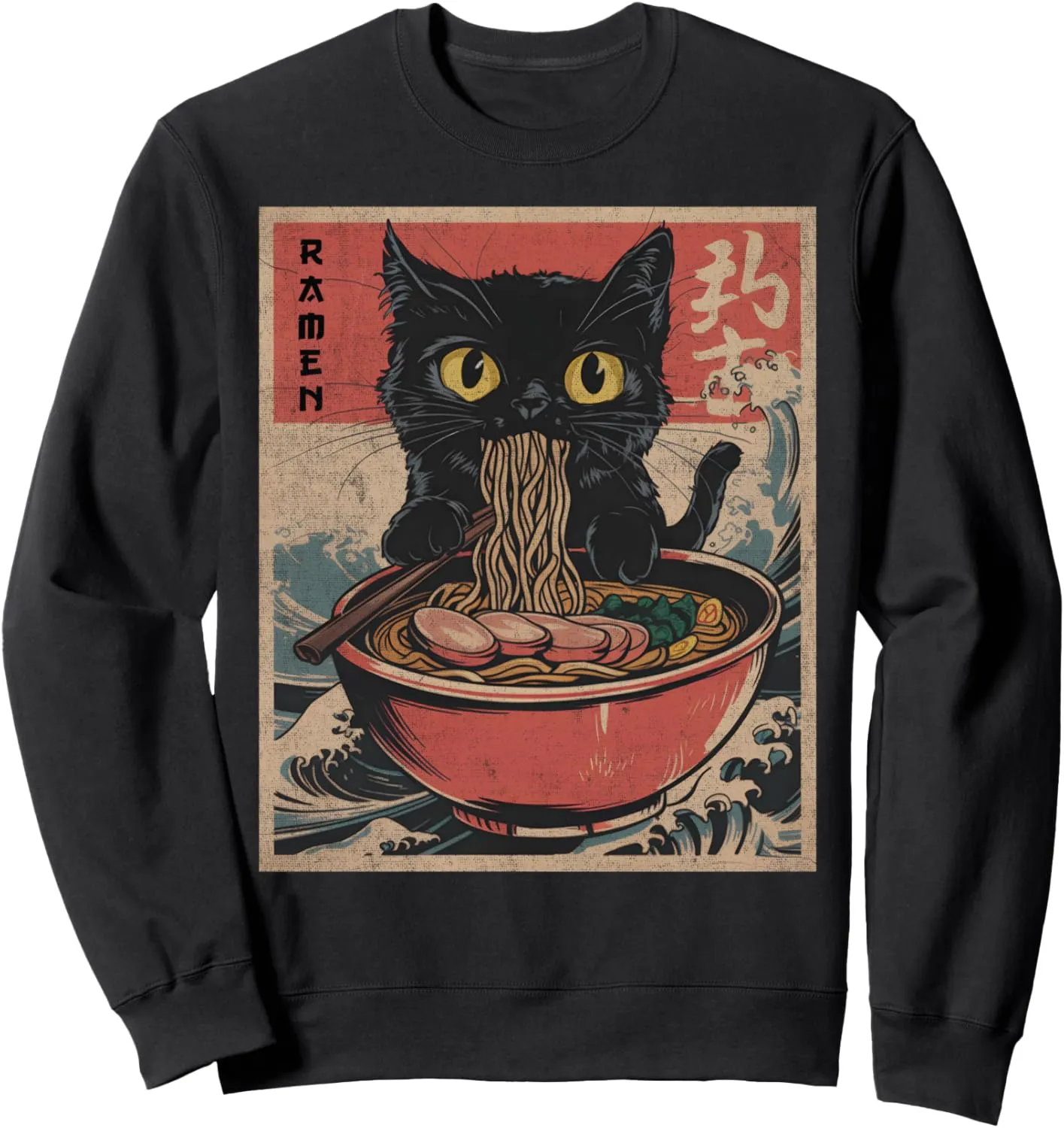 Cat Ramen Japanese Funny Graphic Tees Kawaii Cat Anime Gifts Sweatshirt