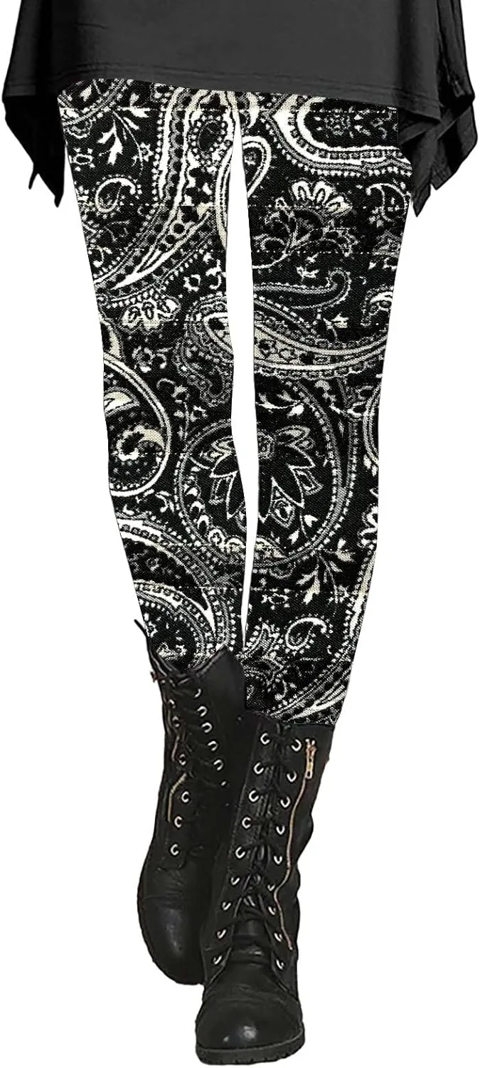 Cotton Leggings for Women High Waisted Patterned Yoga Pants for Women Patterned Yoga Pants