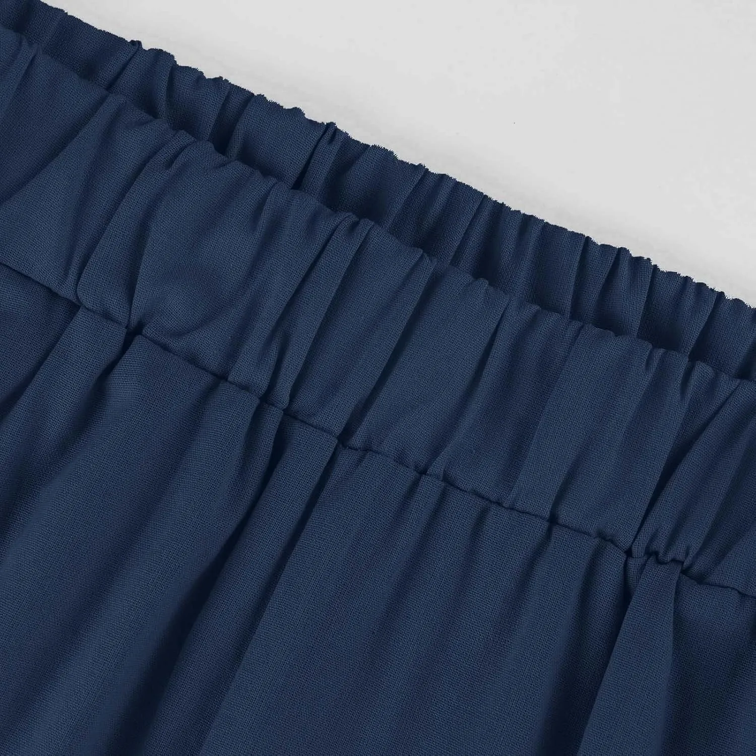 Cotton Linen Pants Women Summer Elastic Straight Leg Pants Plus Size Wide Leg Crop Pants Beach Trousers with Pockets