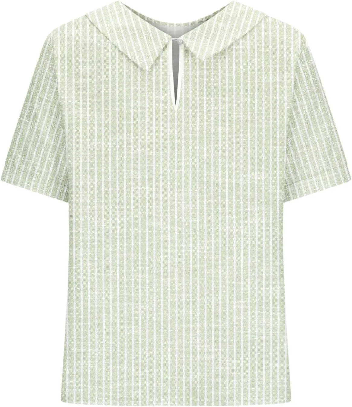 Cotton Linen Shirts for Women Casual Ruffled Trim Short Sleeve Blouses Summer Cute Solid Tops Tunic Tee