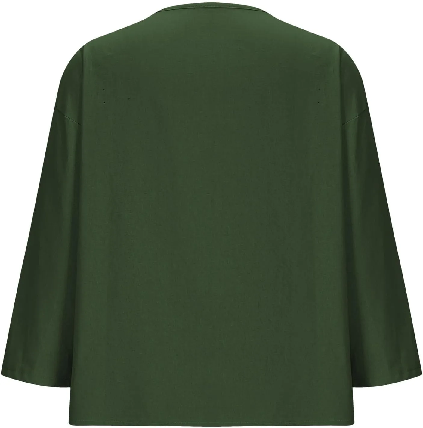 Cotton Linen Shirts for Women Long Sleeve V-Neck Button Down Blouses Solid Color Casual Loose Summer Tops