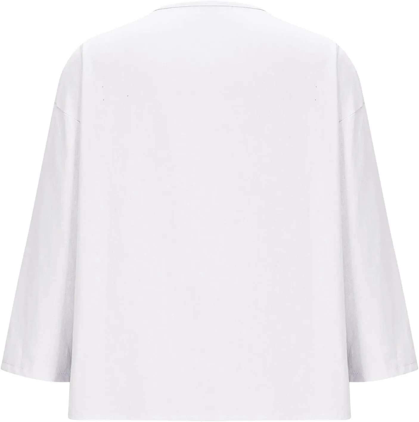 Cotton Linen Shirts for Women Long Sleeve V-Neck Button Down Blouses Solid Color Casual Loose Summer Tops