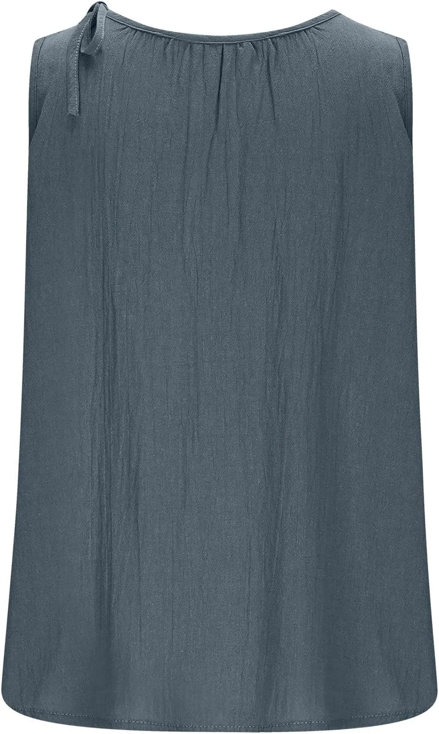 Cotton Linen Tank Tops for Women Summer Vacation Lounge Tops Loose Fit Sleeveless Round Neck Shirts Beach Tees