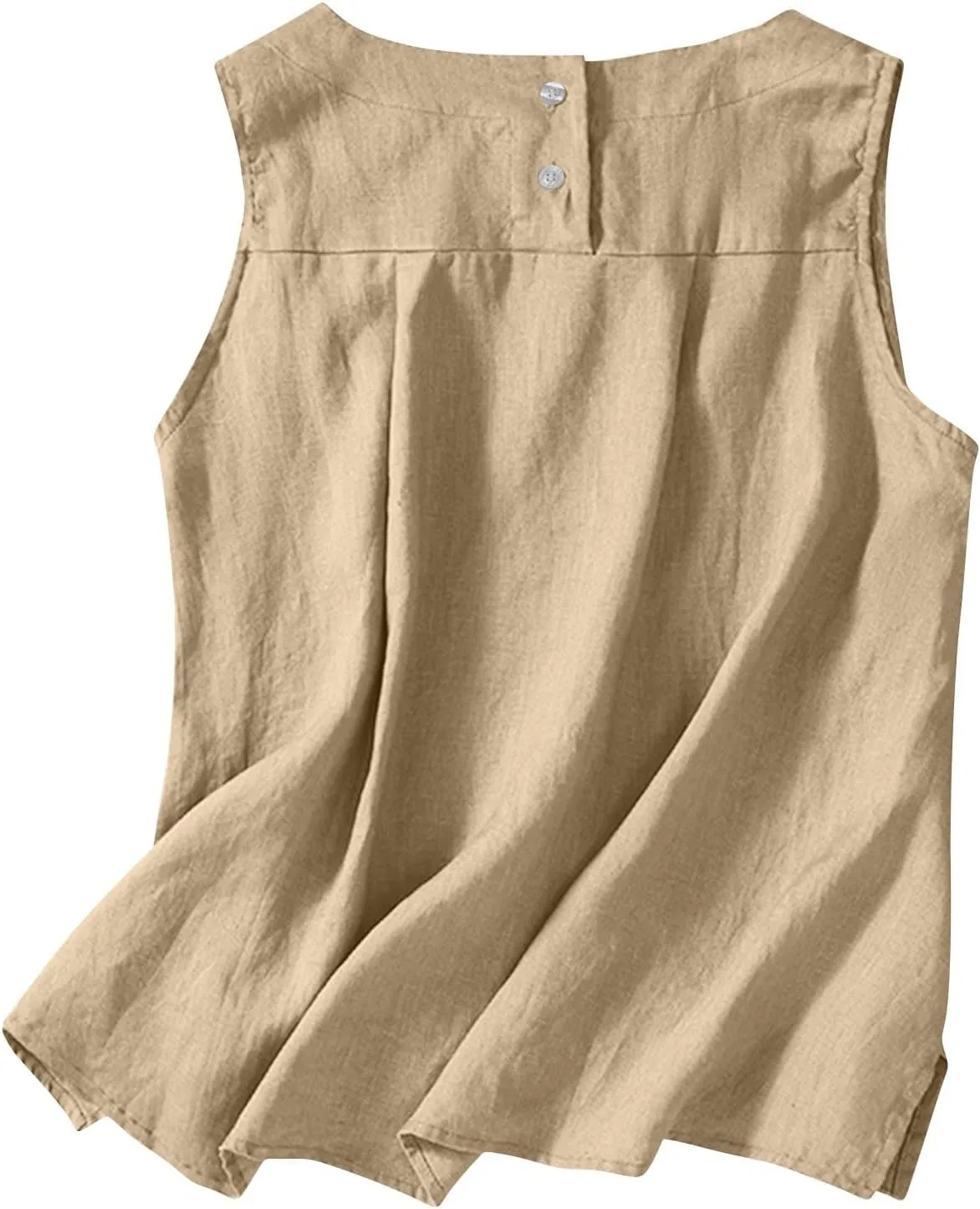 Cotton Linen Tank Tops for Women Summer Vacation Tops Loose Fit Sleeveless Round Neck Shirts Beach Tees Vests