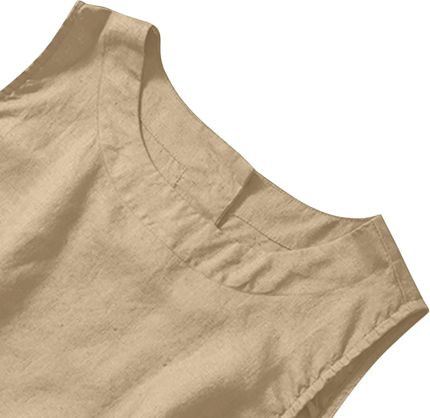 Cotton Linen Tank Tops for Women Summer Vacation Tops Loose Fit Sleeveless Round Neck Shirts Beach Tees Vests