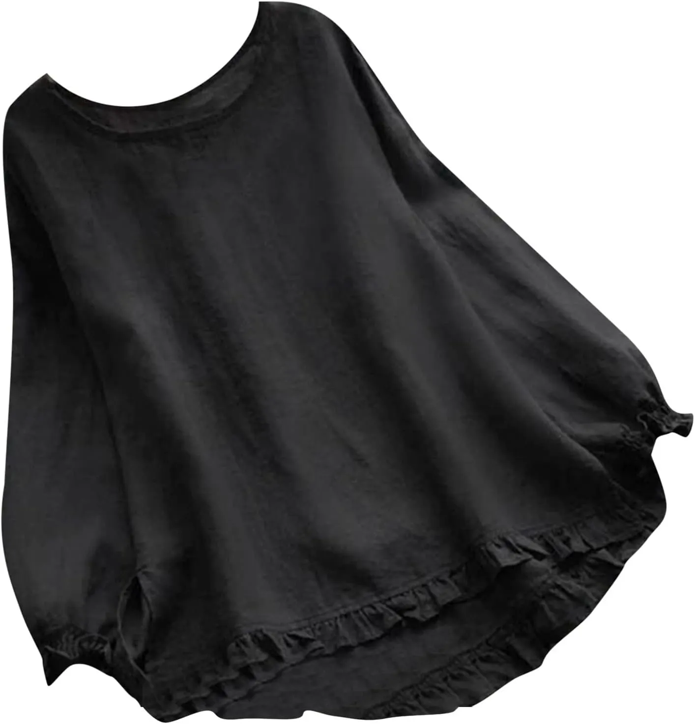 Cotton Linen Tops for Womens Summer Half Sleeve Tshirt Trendy Casual Tunic Tees Comfy Loose Fit Flowy Blouses Plus Size