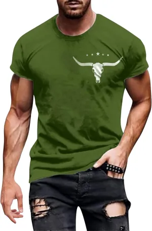 Crewneck Vintage T Shirts for Men Slim Fit Short Sleeve 2025 Trendy Summer Graphic Tees Hip Hop Hipster Streetwear