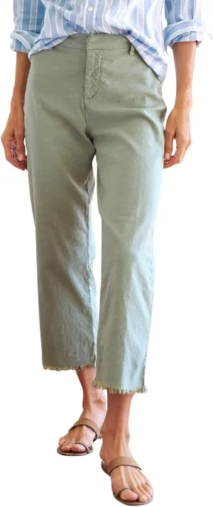 Cropped Linen Pants Women Straight Leg Pull On Work Pants Business Casual High Waisted Dress Pants Office Ankle Pants
