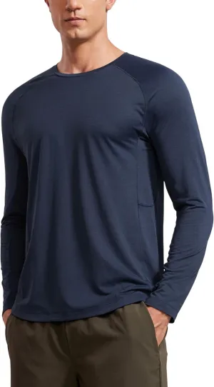 CRZ YOGA Lightweight Long Sleeve Shirts for Men Moisture Wicking Quick Dry T-Shirt Workout Running Basic Tee Tops