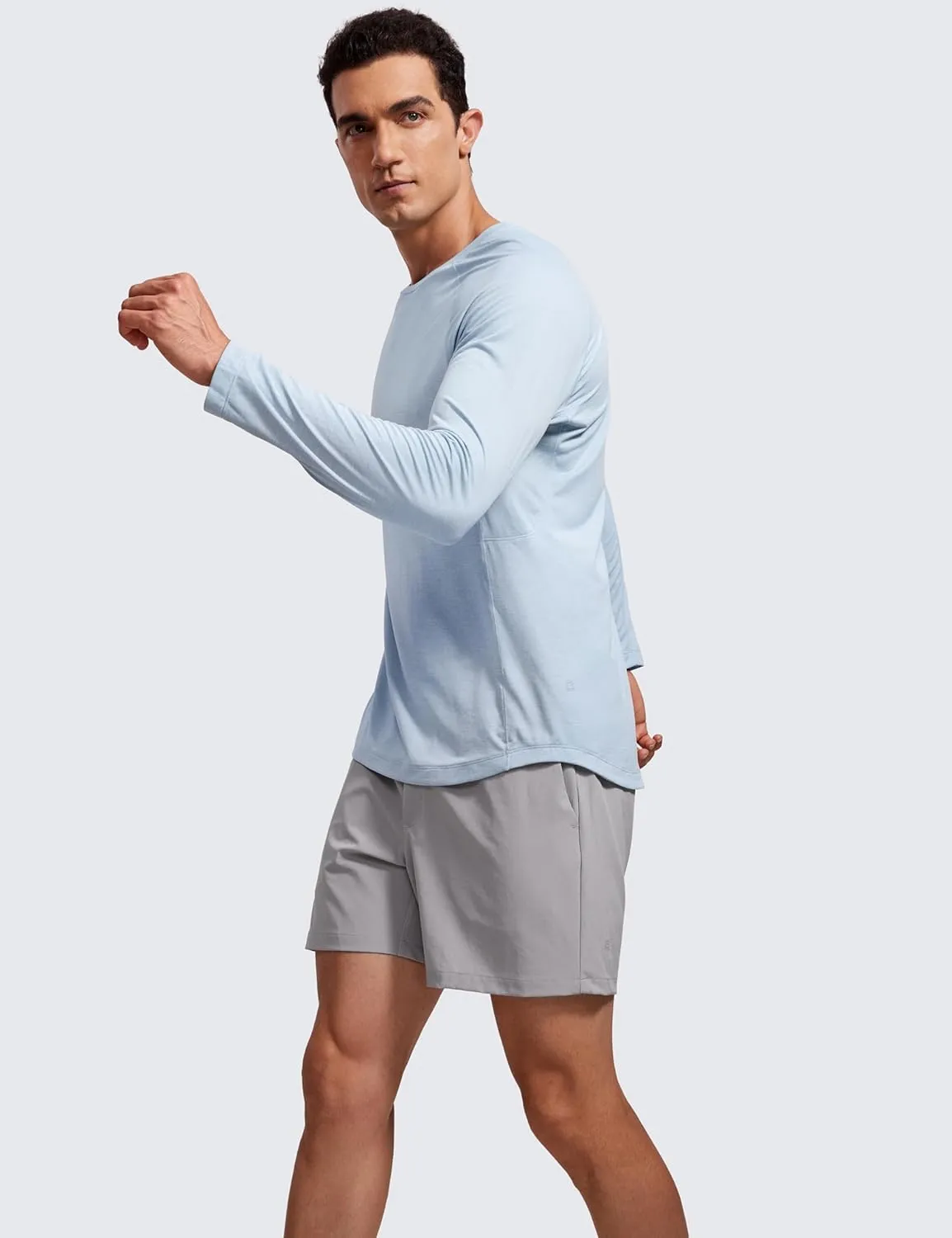 CRZ YOGA Lightweight Long Sleeve Shirts for Men Moisture Wicking Quick Dry T-Shirt Workout Running Basic Tee Tops