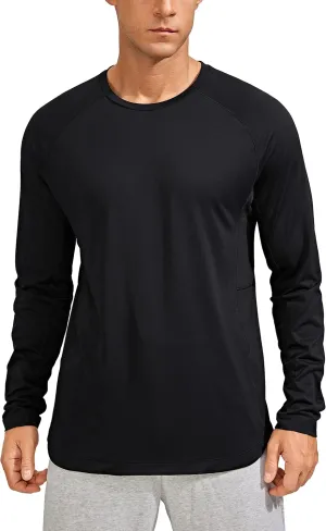 CRZ YOGA Lightweight Long Sleeve Shirts for Men Moisture Wicking Quick Dry T-Shirt Workout Running Basic Tee Tops