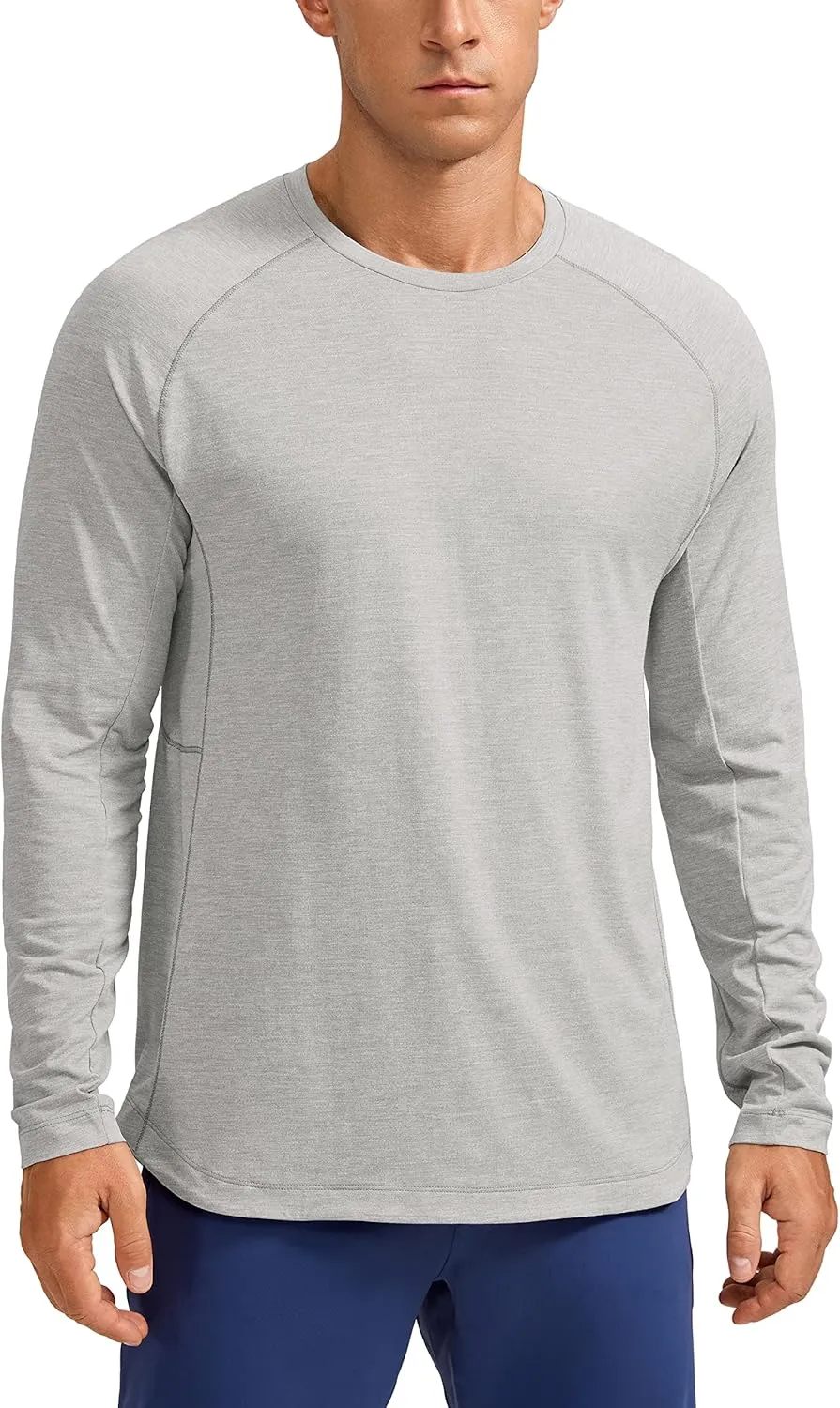 CRZ YOGA Lightweight Long Sleeve Shirts for Men Moisture Wicking Quick Dry T-Shirt Workout Running Basic Tee Tops