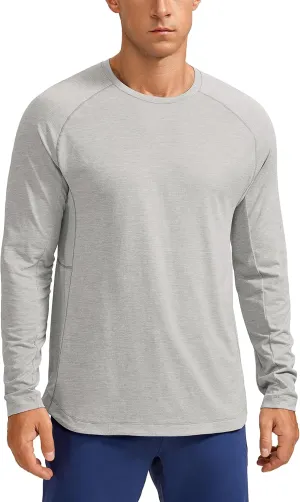 CRZ YOGA Lightweight Long Sleeve Shirts for Men Moisture Wicking Quick Dry T-Shirt Workout Running Basic Tee Tops