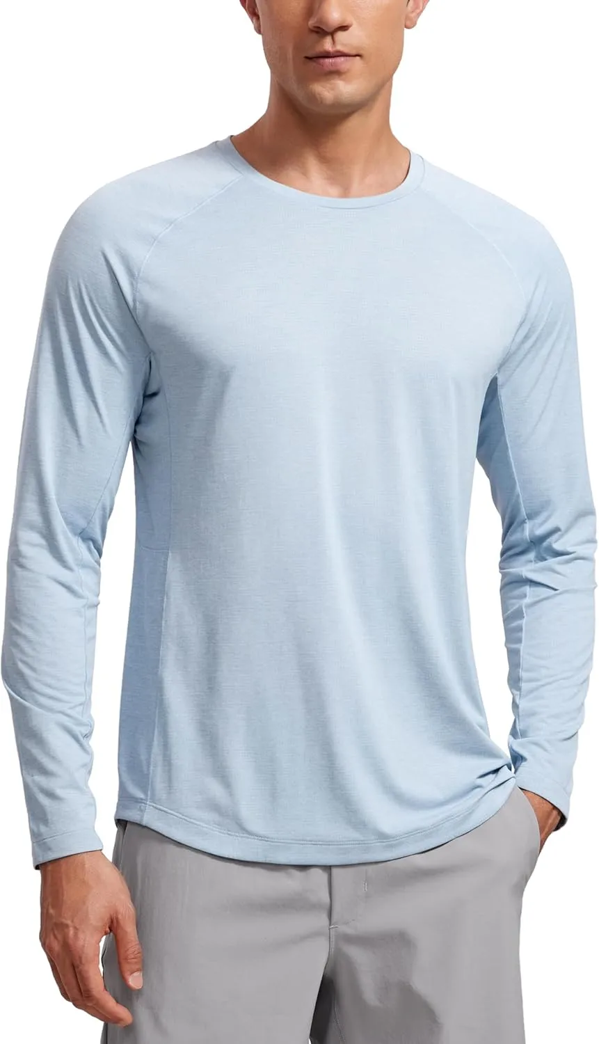 CRZ YOGA Lightweight Long Sleeve Shirts for Men Moisture Wicking Quick Dry T-Shirt Workout Running Basic Tee Tops