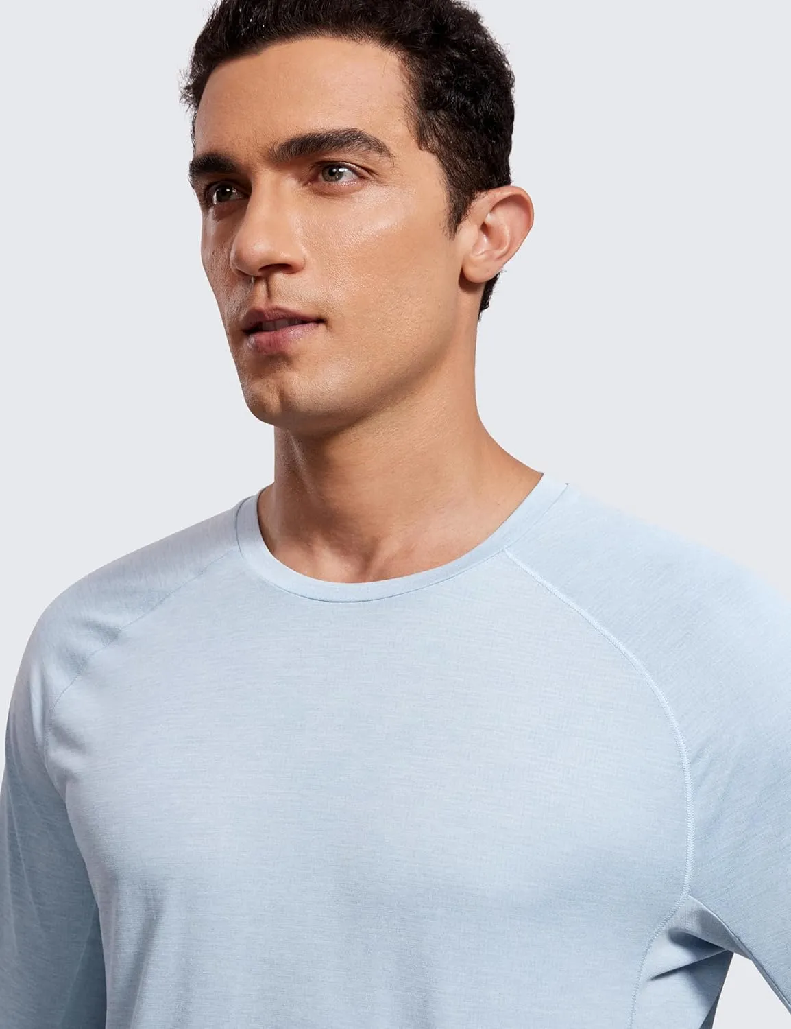 CRZ YOGA Lightweight Long Sleeve Shirts for Men Moisture Wicking Quick Dry T-Shirt Workout Running Basic Tee Tops