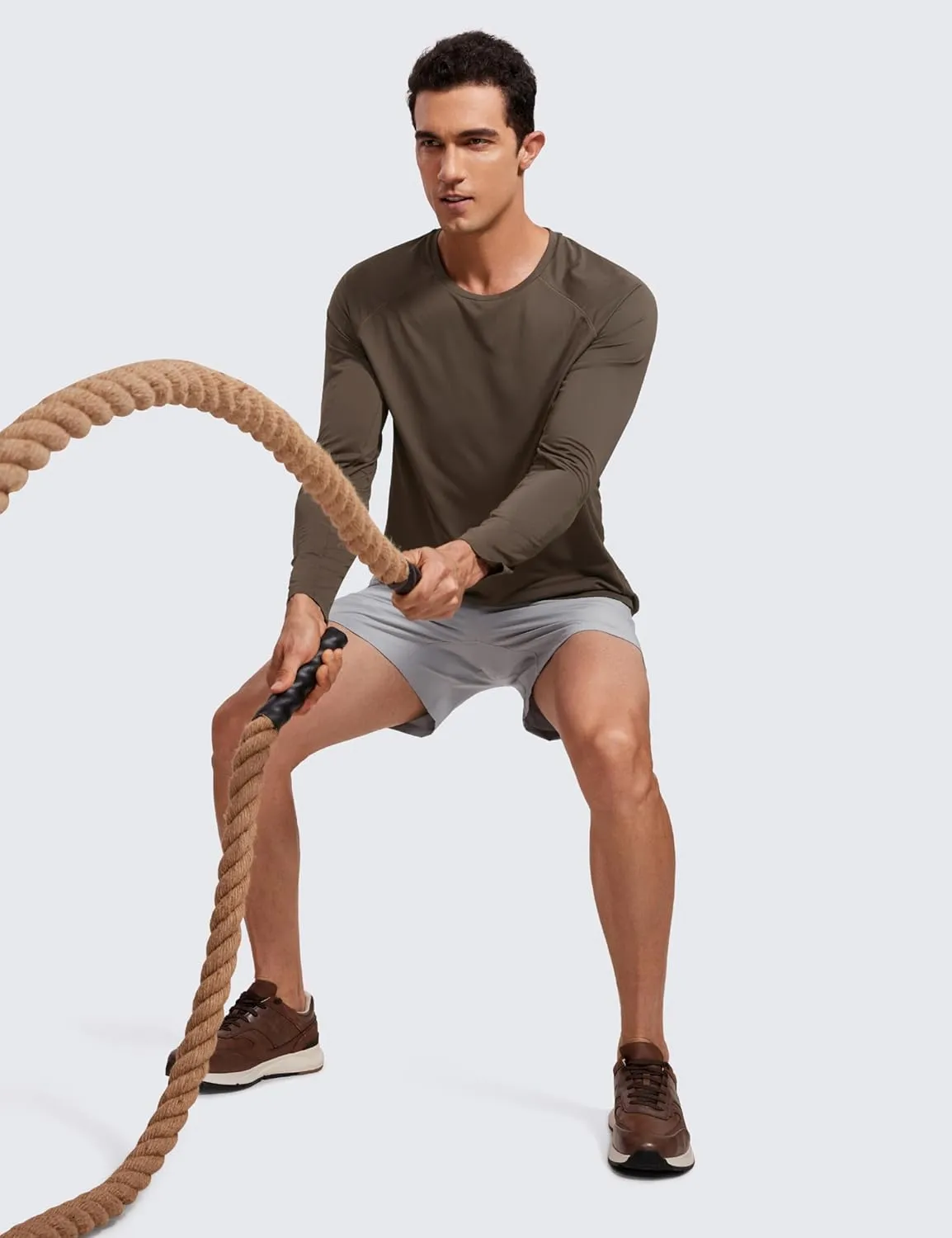 CRZ YOGA Lightweight Long Sleeve Shirts for Men Moisture Wicking Quick Dry T-Shirt Workout Running Basic Tee Tops