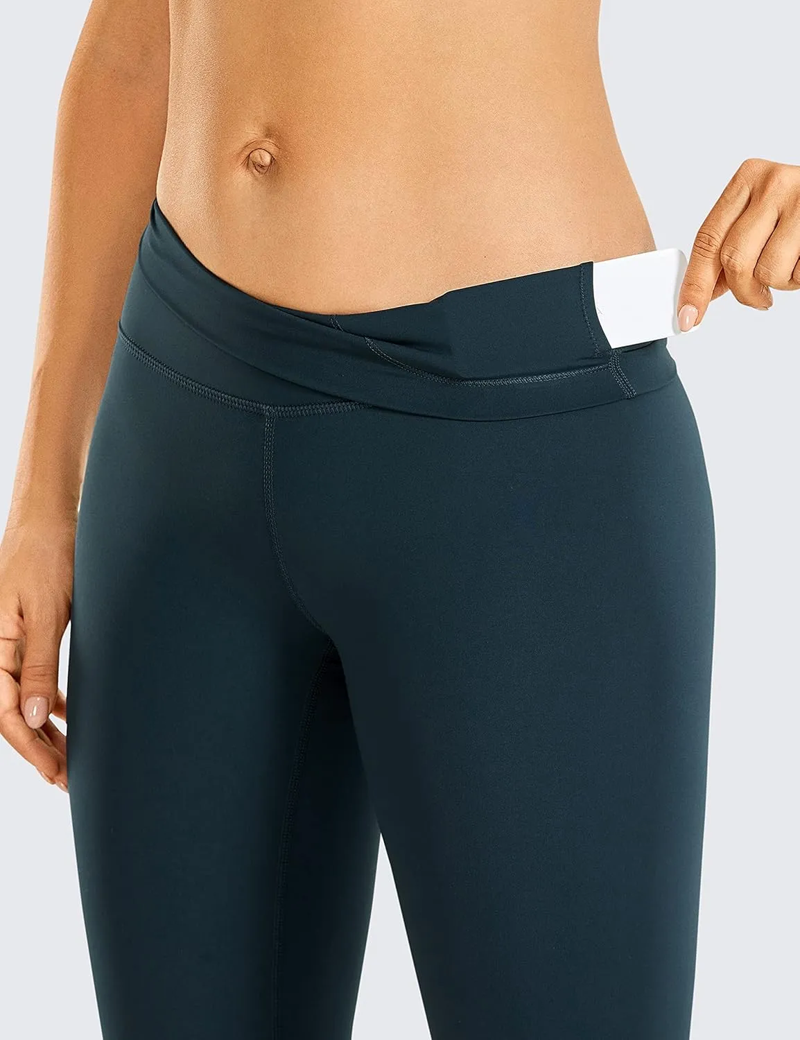 CRZ YOGA Women's Hugged Feeling Compression Leggings 28 Inches - High Waist Workout Leggings