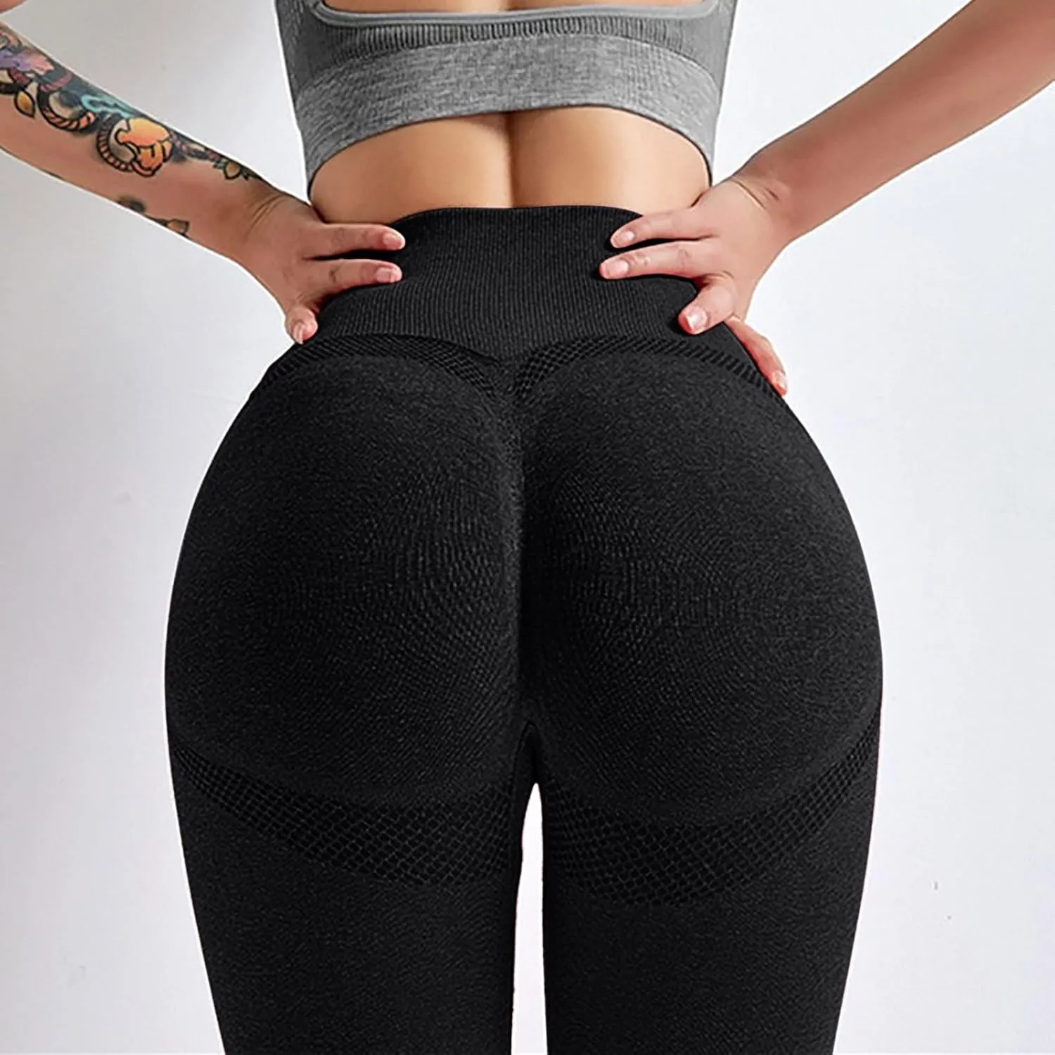 DASAYO Women's Compression Yoga Pants Solid Color High Waist Tummy Control Full Length Shaping Leggings