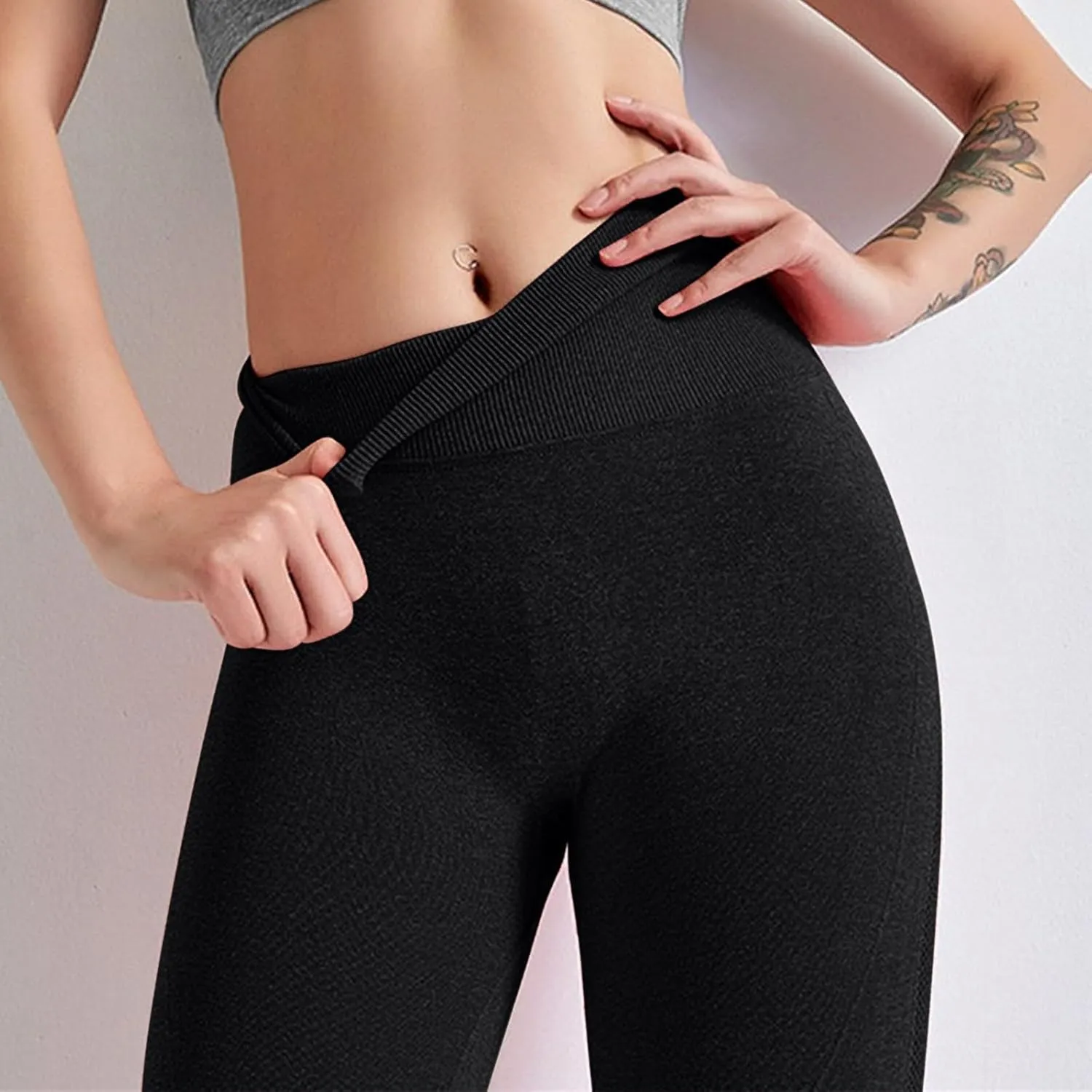 DASAYO Women's Compression Yoga Pants Solid Color High Waist Tummy Control Full Length Shaping Leggings