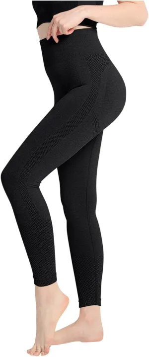 DASAYO Women's Compression Yoga Pants Solid Color High Waist Tummy Control Full Length Shaping Leggings