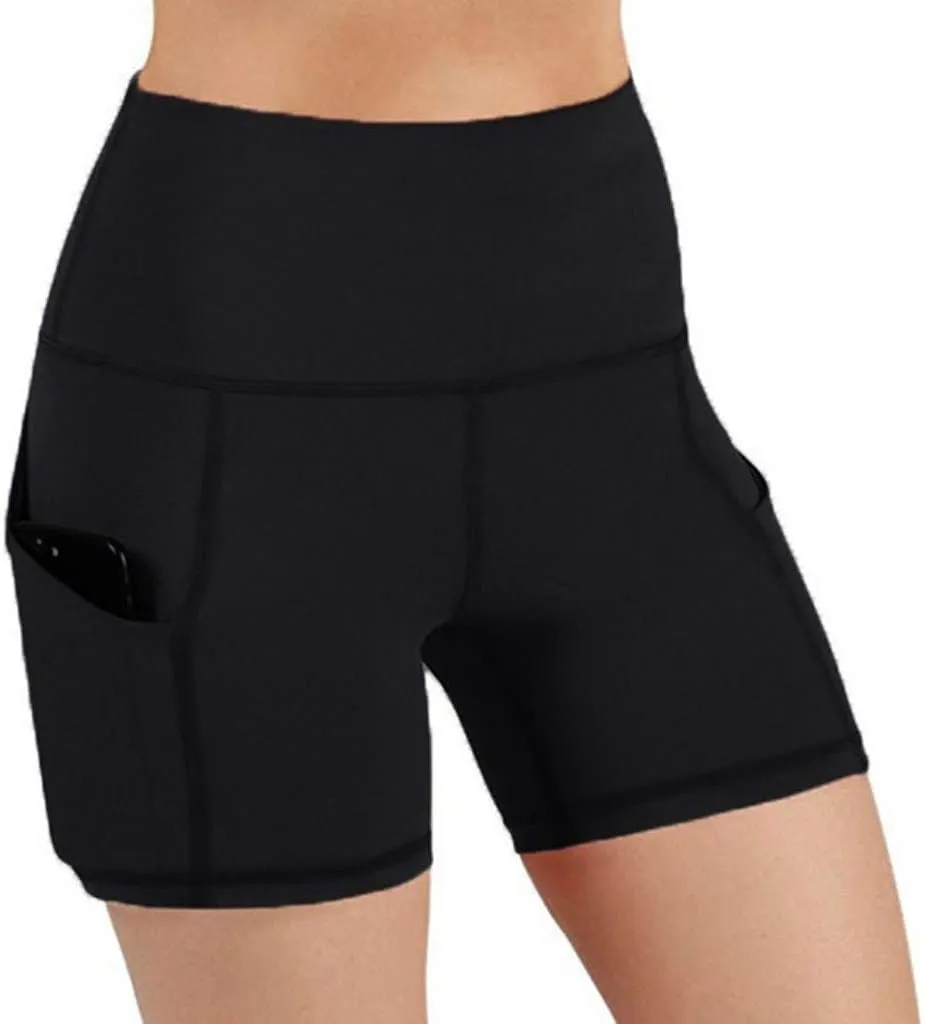 DASAYO Womens High Waist Stretch Skinny Yoga Shorts Professional Workout Shorts Side Pockets Soft Tummy Control Biker Shorts