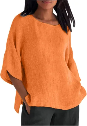 DASAYO Womens Summer Tops 2023 Trendy Cotton Linen Shirts for Women Loose Fit Vintage Going Out Blouses Fashion 2023 Outfits