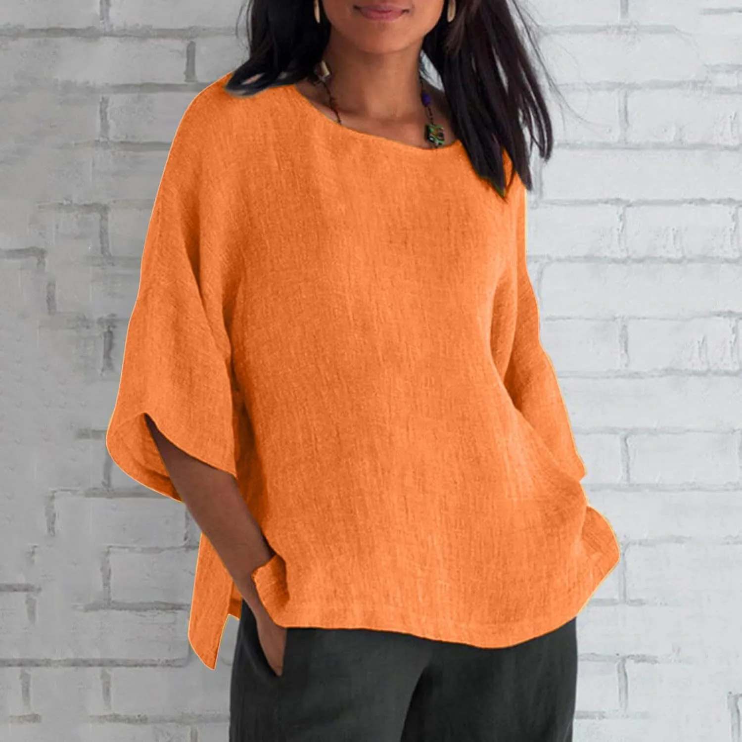DASAYO Womens Summer Tops 2023 Trendy Cotton Linen Shirts for Women Loose Fit Vintage Going Out Blouses Fashion 2023 Outfits