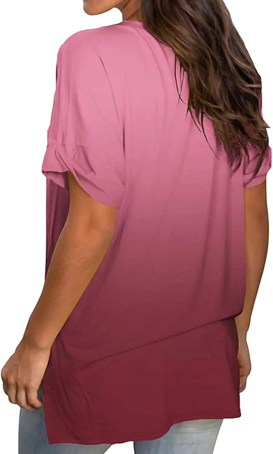 DASAYO Womens Tops 2023 Summer Casual T-Shirt Plus Size Fashion Short Sleeve Shirts Blouse Going Out Tunic Ladies Outfits