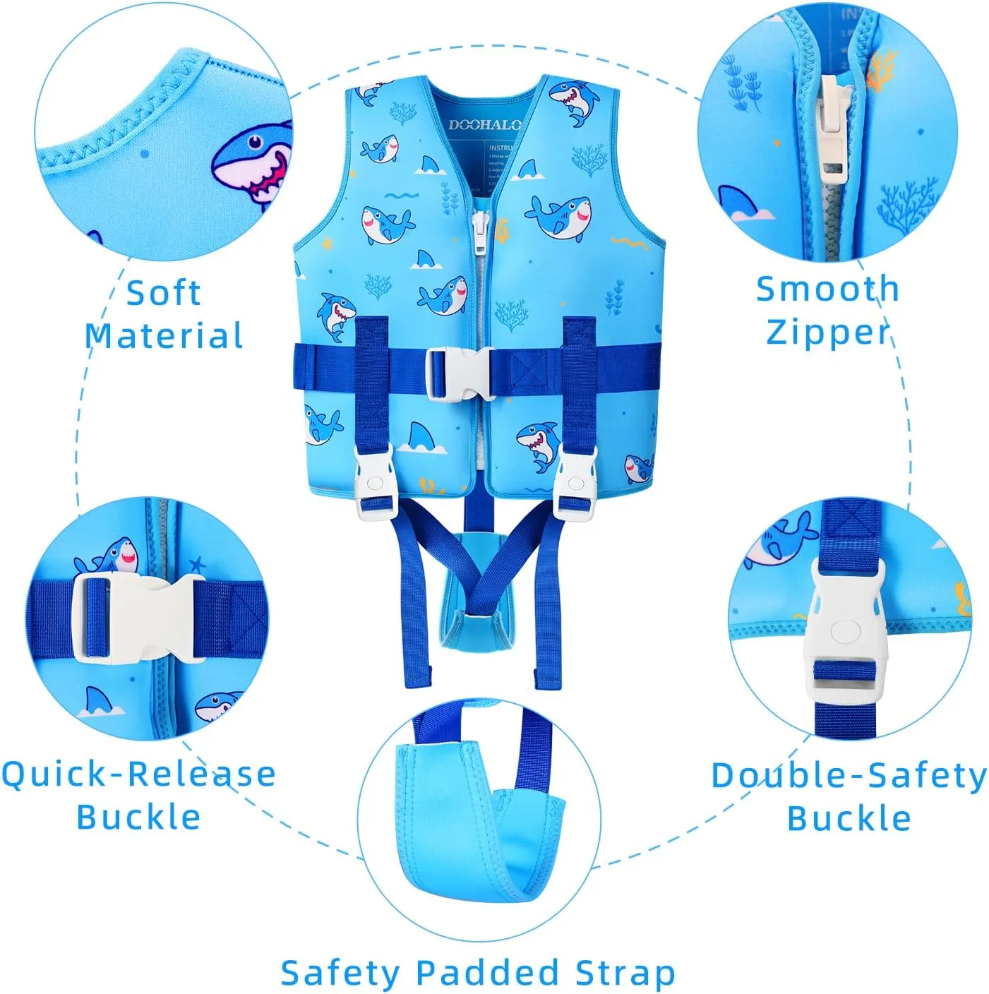 DOOHALO Toddler Swim Vest Kids Swimming Training Vest for Boys Girls Suitable for Age 1 to 8 Years 20Ibs - 46Ibs