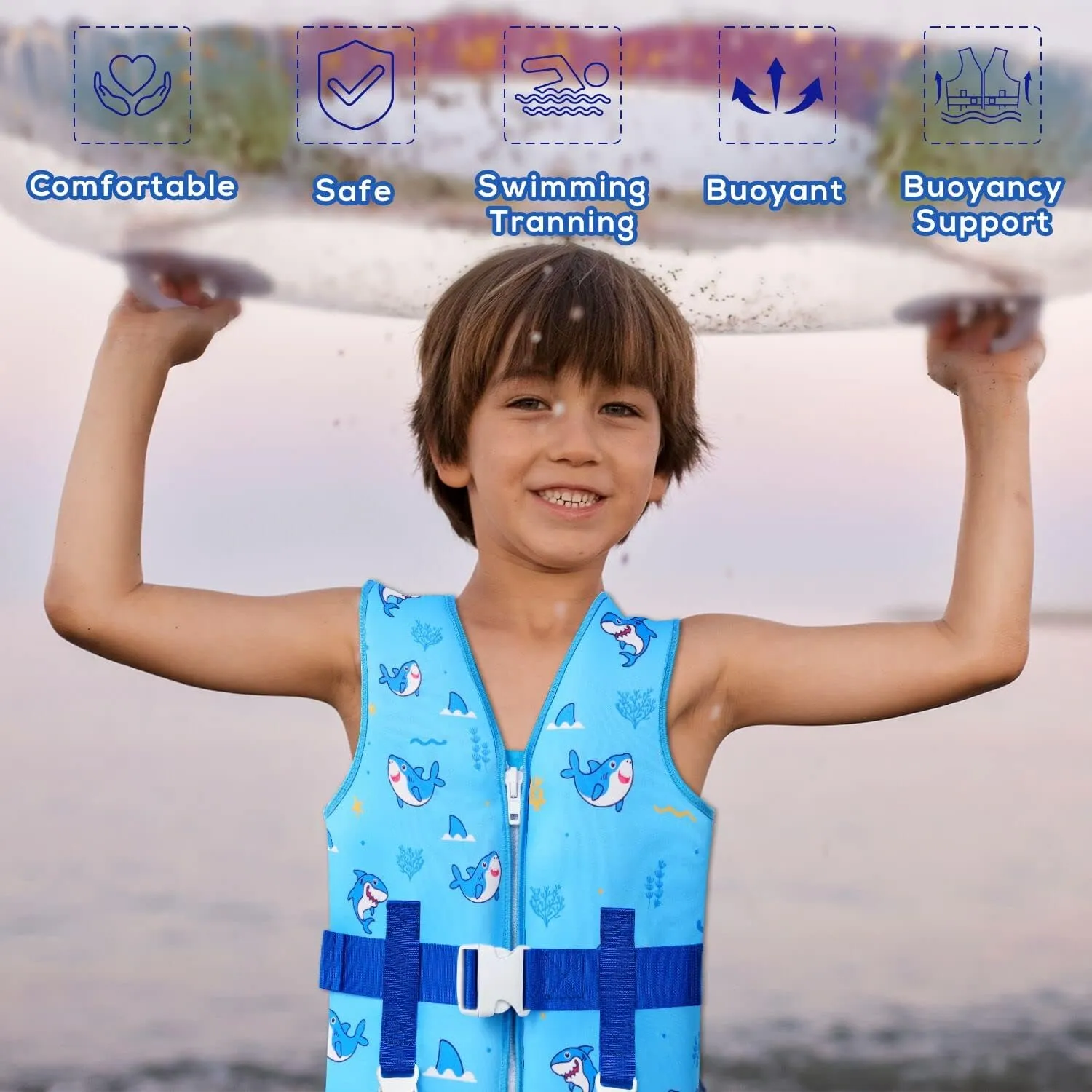 DOOHALO Toddler Swim Vest Kids Swimming Training Vest for Boys Girls Suitable for Age 1 to 8 Years 20Ibs - 46Ibs
