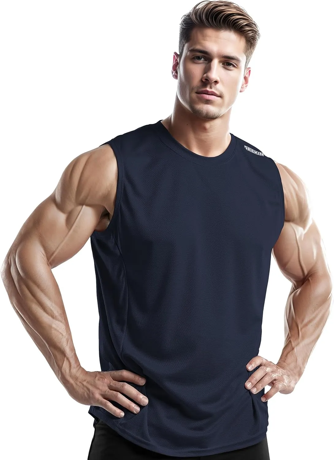 DRSKIN Men's 4, 3, 1 Pack Tank Tops Sleeveless Shirts Workout Athletic Muscle Mesh Dry Fit Gym Training Active Athletic
