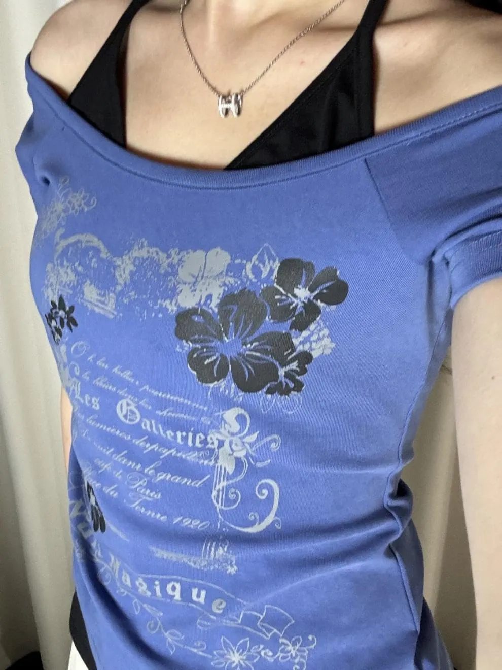 Emo Grunge Shirts Women 2000s Graphic Baby Tees Short Sleeve Vintage Y2k Crop Tops Fake Two Piece Alt Clothes
