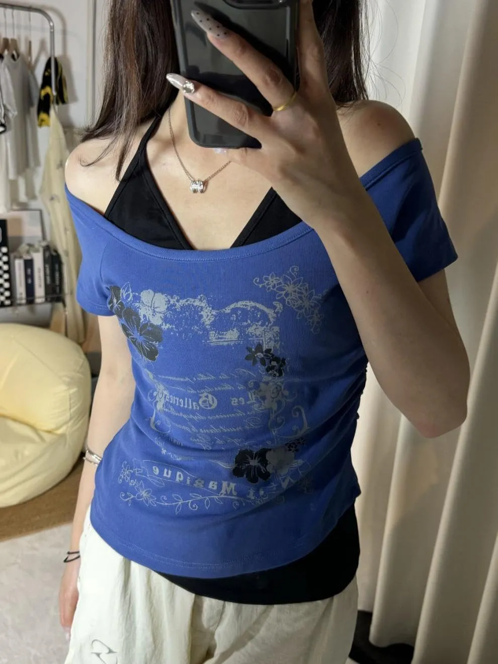 Emo Grunge Shirts Women 2000s Graphic Baby Tees Short Sleeve Vintage Y2k Crop Tops Fake Two Piece Alt Clothes