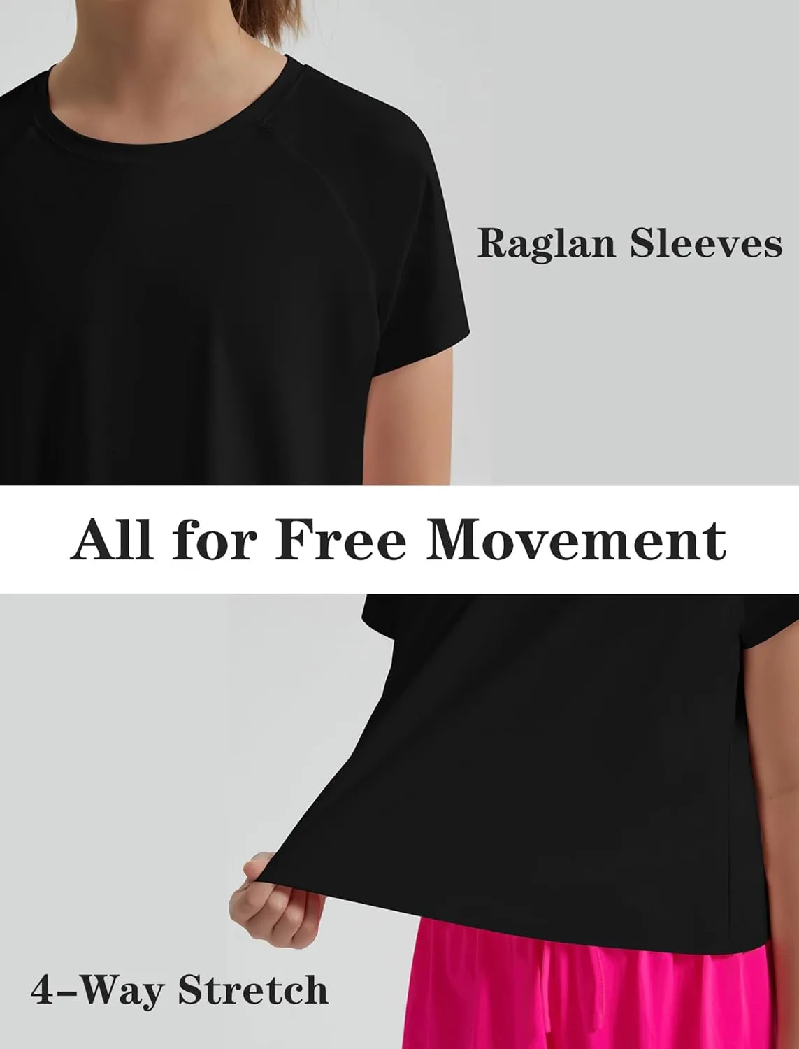 EXARUS Girls Athletic Shirts Short Sleeve Crop Tops/Split Back Quick Dry T Shirt Workout Summer Casual Kids 6-14Y