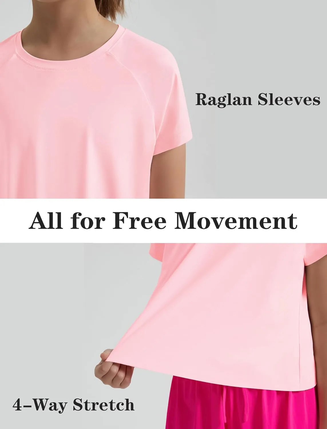EXARUS Girls Athletic Shirts Short Sleeve Crop Tops/Split Back Quick Dry T Shirt Workout Summer Casual Kids 6-14Y