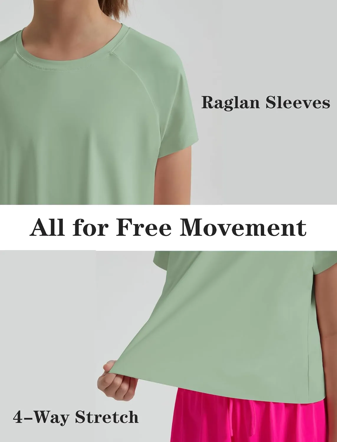 EXARUS Girls Athletic Shirts Short Sleeve Crop Tops/Split Back Quick Dry T Shirt Workout Summer Casual Kids 6-14Y