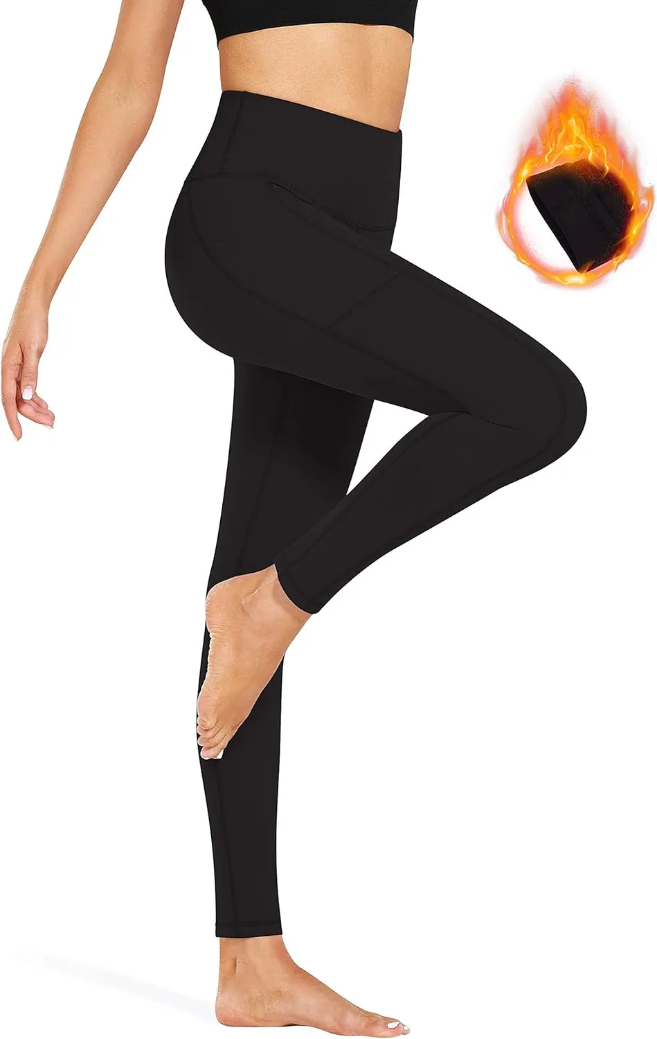 Fengbay 3 Pack High Waist Fleece Lined Yoga Pants, Pocket Yoga Pants Workout Running Yoga Leggings