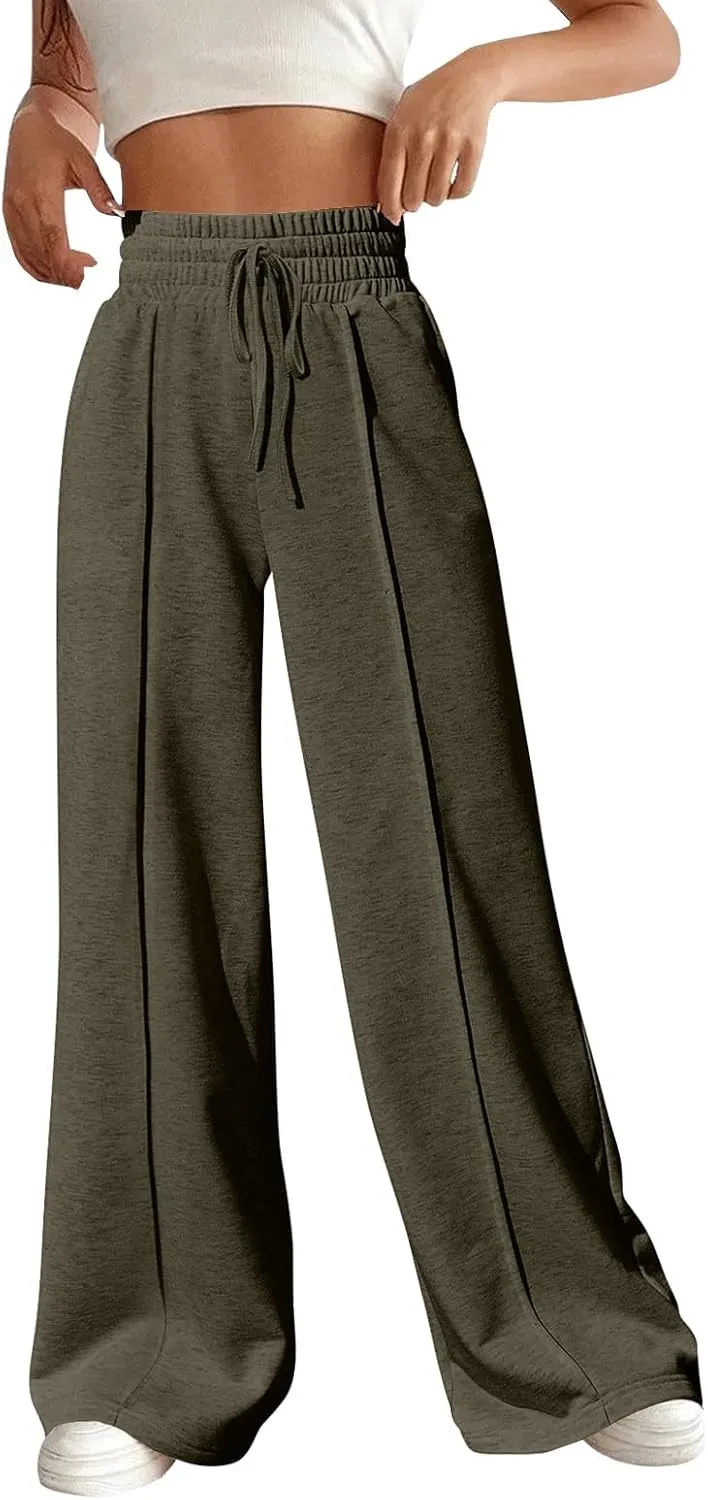 Flare Sweatpants Women Loose Fit Skin Friendly Soft Wide Leg Sweatpants Premium Comfy Drawstring Jogger Sweatpants