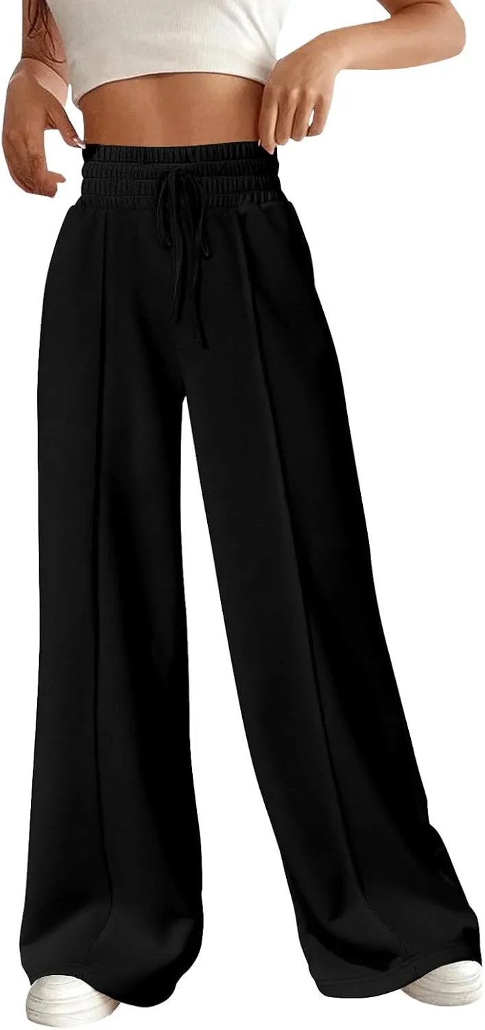 Flare Sweatpants Women Loose Fit Skin Friendly Soft Wide Leg Sweatpants Premium Comfy Drawstring Jogger Sweatpants