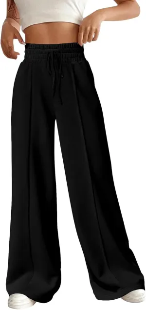 Flare Sweatpants Women Loose Fit Skin Friendly Soft Wide Leg Sweatpants Premium Comfy Drawstring Jogger Sweatpants