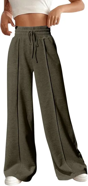 Flare Sweatpants Women Loose Fit Skin Friendly Soft Wide Leg Sweatpants Premium Comfy Drawstring Jogger Sweatpants