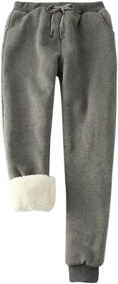 Fleece Joggers for Women Winter Warm Sweatpants Women Sherpa Lined Sweatpants with Pocket Athletic Sweatpants