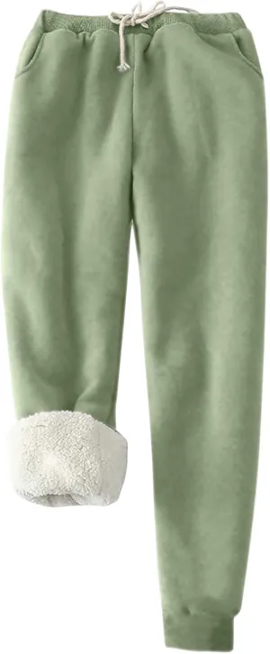 Fleece Joggers for Women Winter Warm Sweatpants Women Sherpa Lined Sweatpants with Pocket Athletic Sweatpants