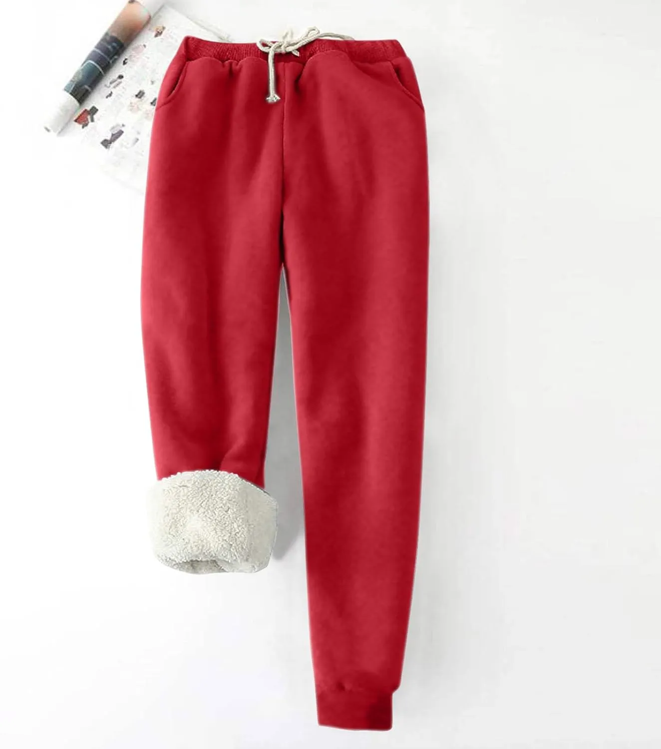 Fleece Joggers for Women Winter Warm Sweatpants Women Sherpa Lined Sweatpants with Pocket Athletic Sweatpants